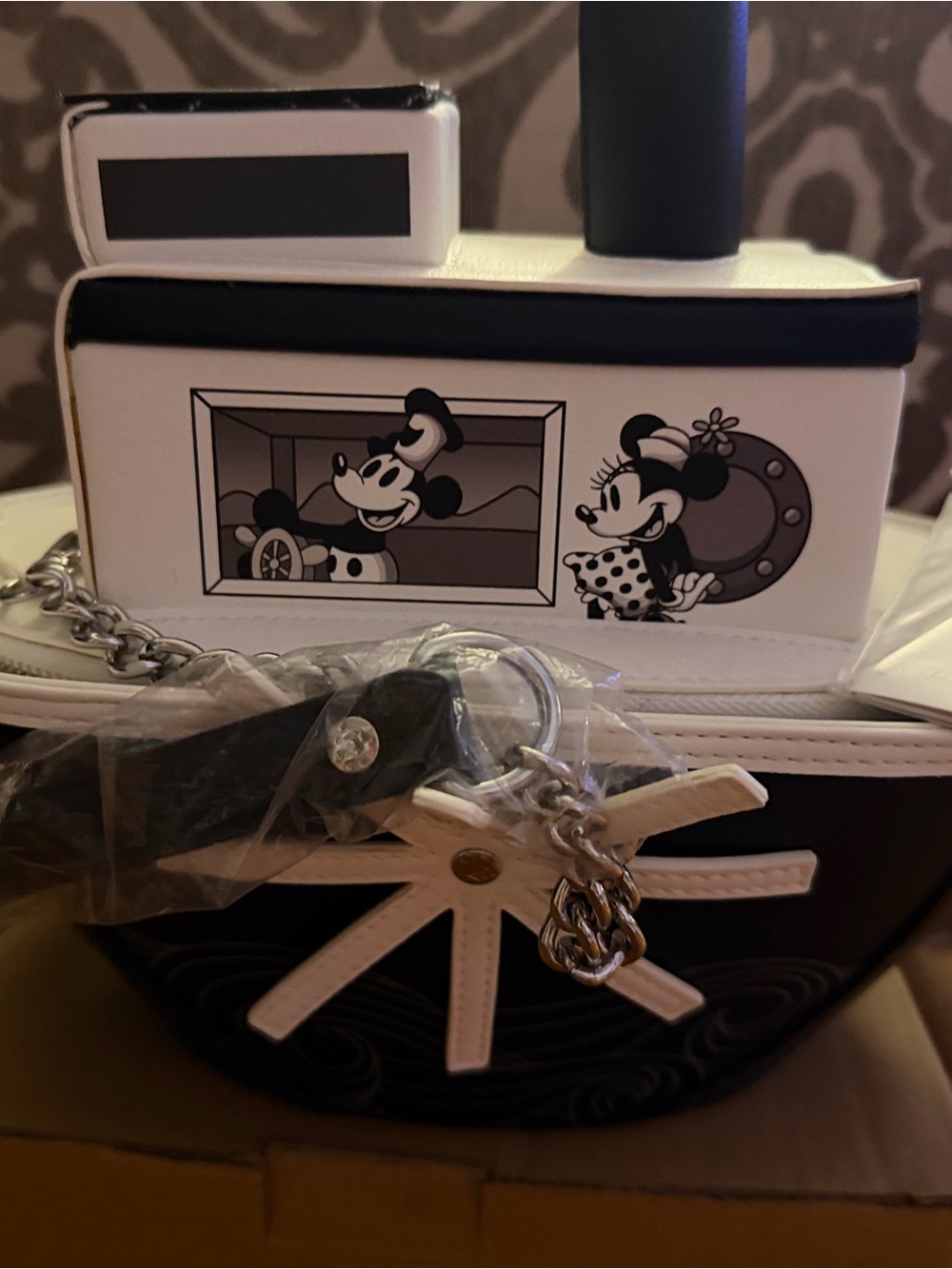 Brand New Exclusive Steamboat Willie Mickey & Minnie Crossbody
